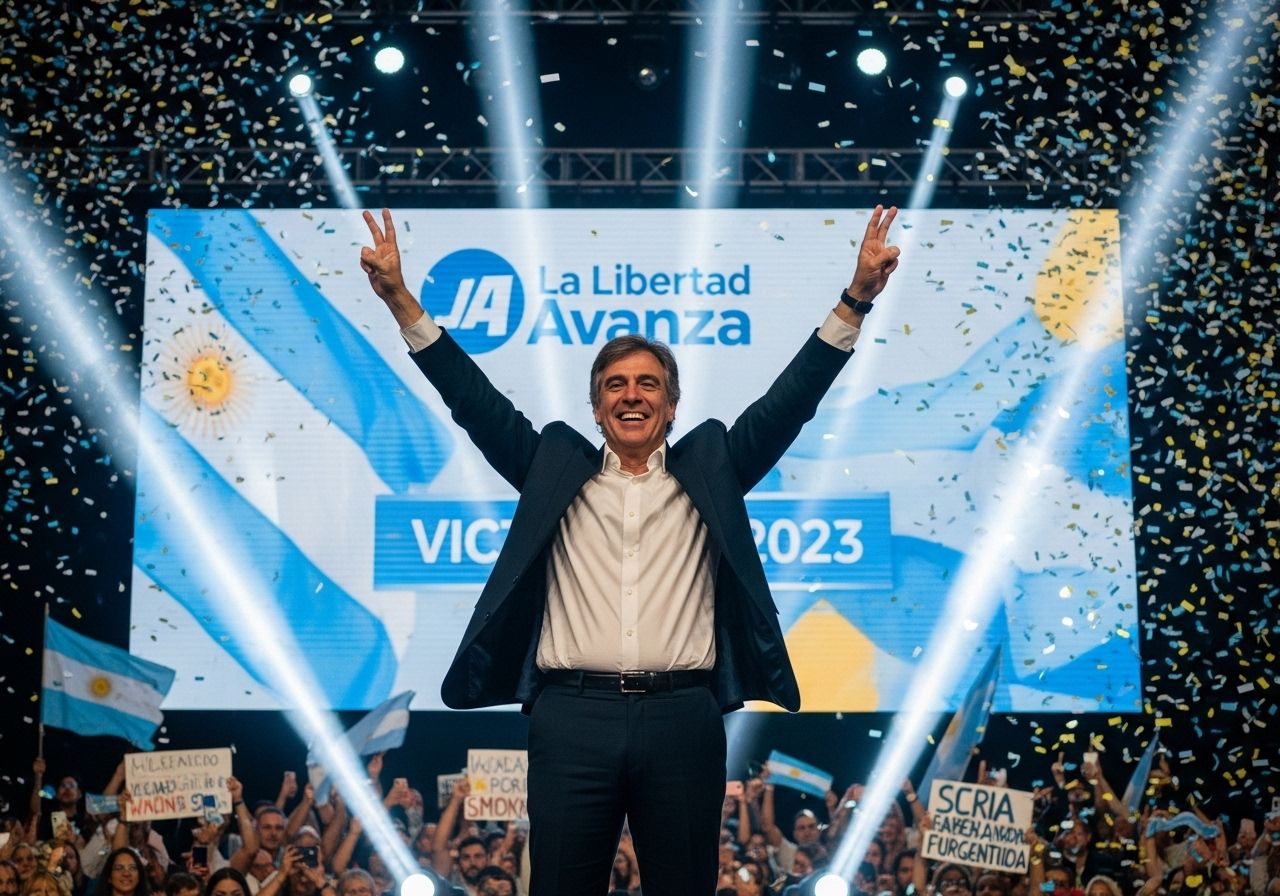 Elezioni Argentina, la vittoria di Milei contro i pronostici: festeggia il leader di La Libertad Avanza.