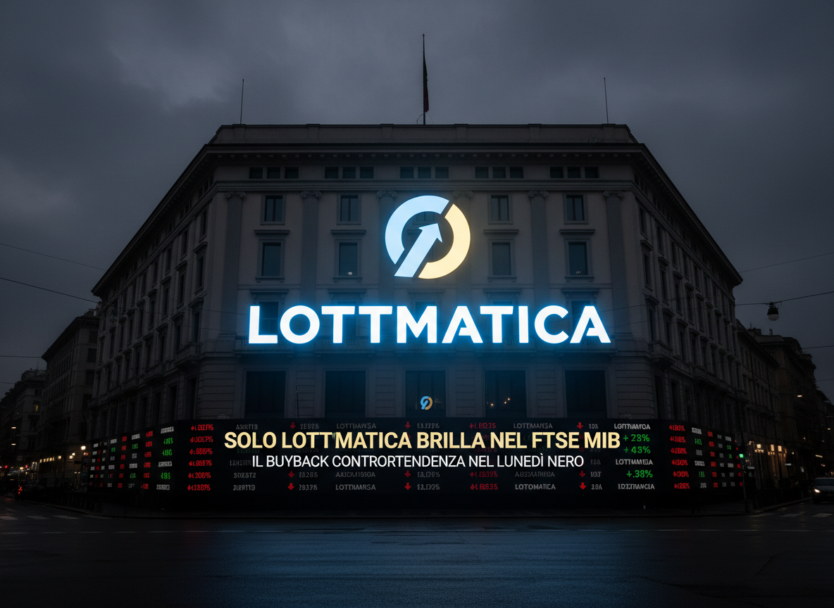Solo Lottomatica brilla nel FTSE MIB: il buyback controtendenza nel lunedì nero